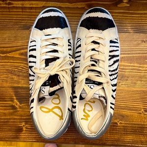Sam Edelman Aubrie Sneaker animal print leather black and white  Shoe 7.5